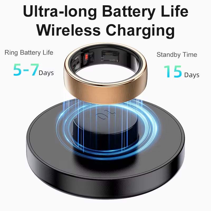 smart ring health tracker - Advanced Health & Sleep Monitor, Wireless Charging, 5ATM Waterproof, Multi-Sport Compatibility