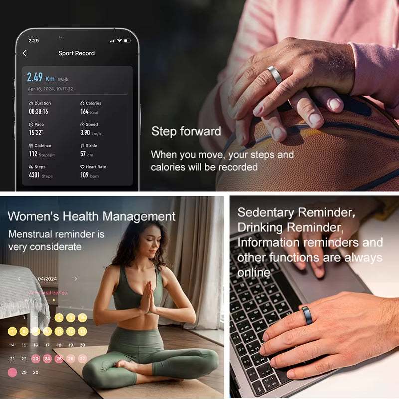 smart ring health tracker- Advanced Health & Sleep Monitor, Wireless Charging, 5ATM Waterproof, Multi-Sport Compatibility